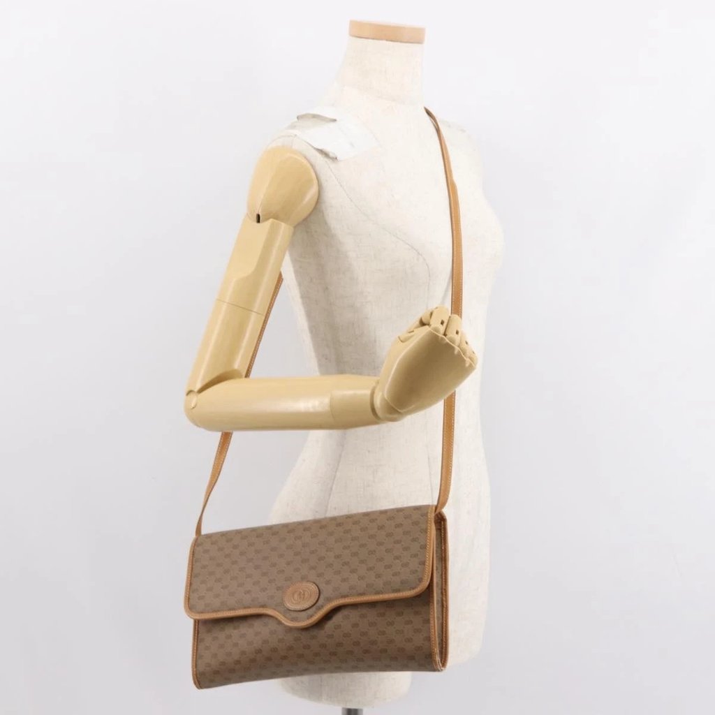 Gucci Micro Gg Supreme Shoulder Bag Pvc Beige Gold 004 106 0146 Auth 149323